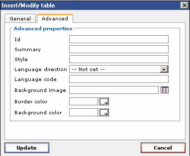 Table properties advanced tab